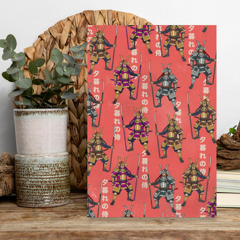 Art mural rétro traditionnel Samurai Warrior, H 18 po x l 12 po