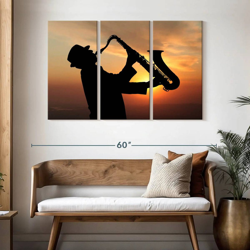 Abarca Man Playing Saxophone, 32" H x 50" W