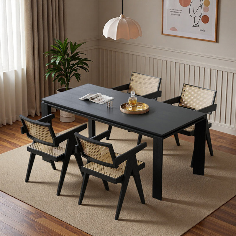 Ensembles de table à manger rétro classique, 7 pièces : table, 6 chaises, H 29,53 po x l 55,12 po x P 31,5 po