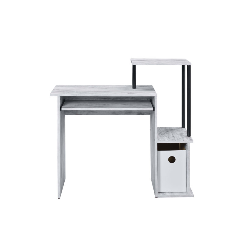 Bureau d'ordinateur Lyphre, Blanc antique / noir