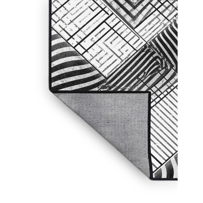 Machine Washable Penola Contemporary Arc Rug in Green – Black Binding, 8' Square