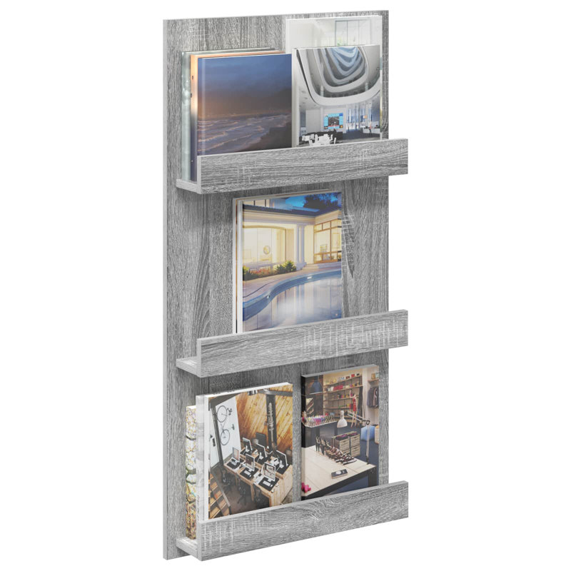 Wood Free Standing Magazine Rack, Light Grey