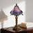 Tiffany Style Blue Purple Petal Stained Glass Table Lamp, Antique Bronze Resin Base, E26 Warm Bulb Included, Vintage Accent Lamp-1660781694