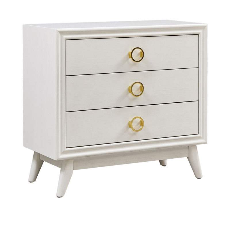 3-Drawer White Accent Chest