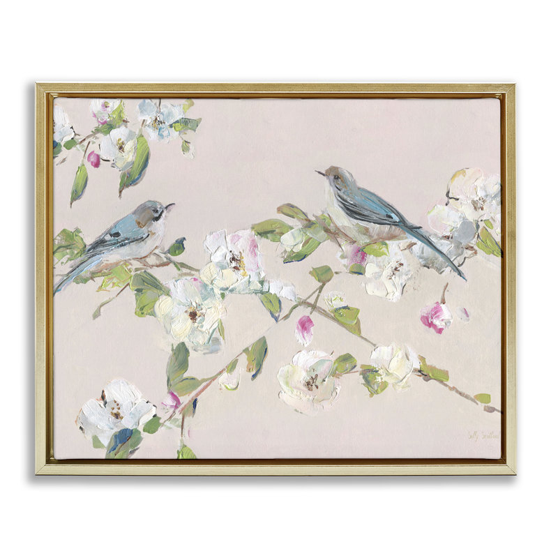 Fleurs de printemps et pommiers, Cadre doré, H 25 po x l 31 po