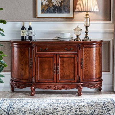 Buffet de rangement courbé en bois massif antique