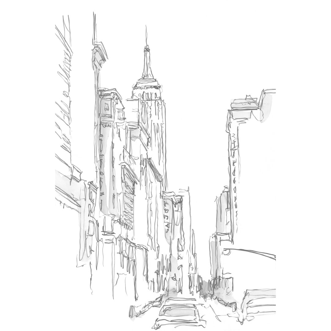 Leinwandbild Pencil Cityscape-Studie III von Ethan Harper