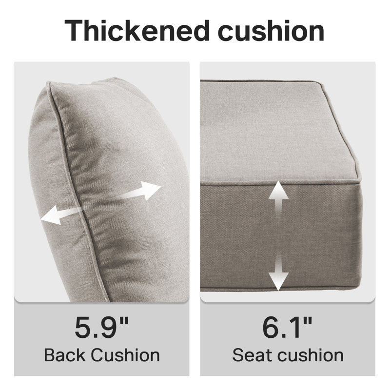 Ensemble de coussin de siège et de dossier en polyester résistant aux intempéries Deb, Beige, 1, L 24 po x P 24 po 
