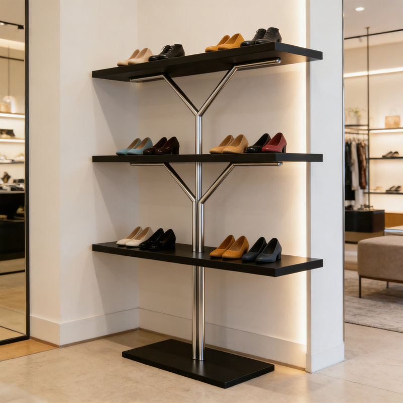Présentoir à chaussures moderne style arbre, (4 tablettes) H 47,24 po x l 47,24 po x P 11,81 po