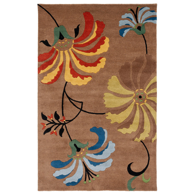 Tapis brun en laine touffeté à la main Candelo, Rectangle 3 pi 6 po x 5 pi 6 po