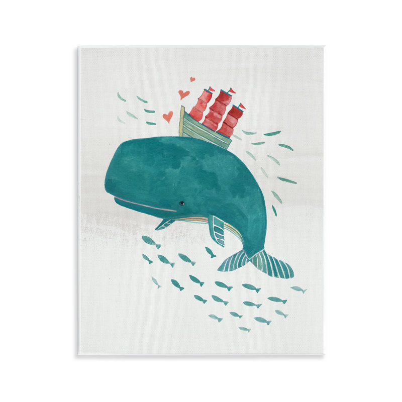 Baleine et voilier, art mural sur toile par Irene Chan