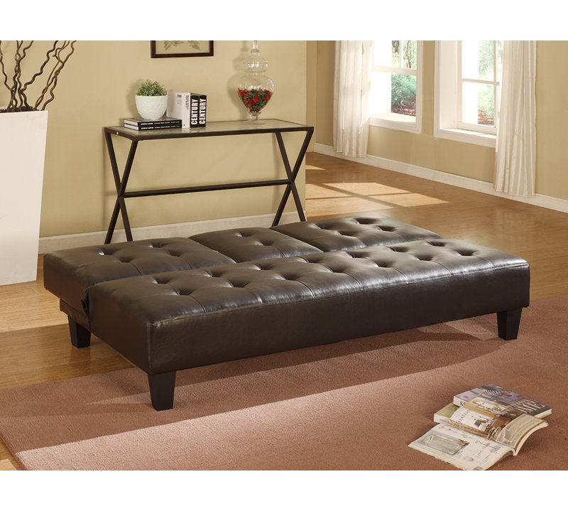 Mcgrail 70'' Faux Leather Convertible Sofa, Espresso Faux Leather