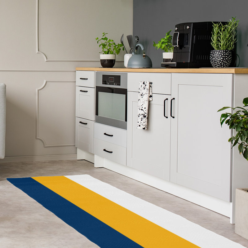 Tapis bleu/jaune, Tapis de couloir 2 pi 6 po x 8 pi