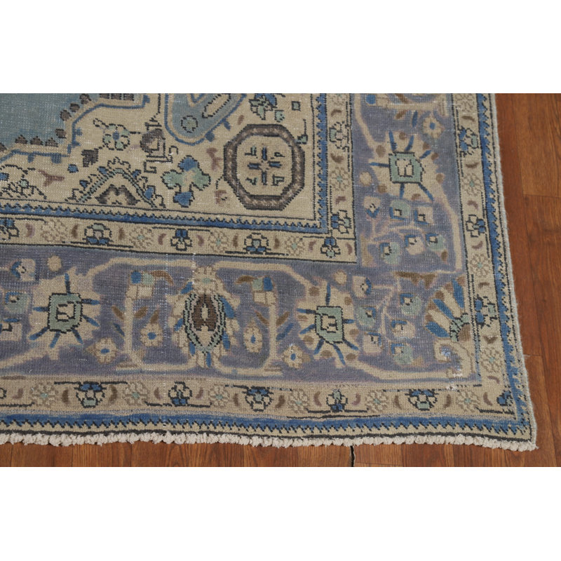 Tapis bleu médaillon traditionnel 7 x 10