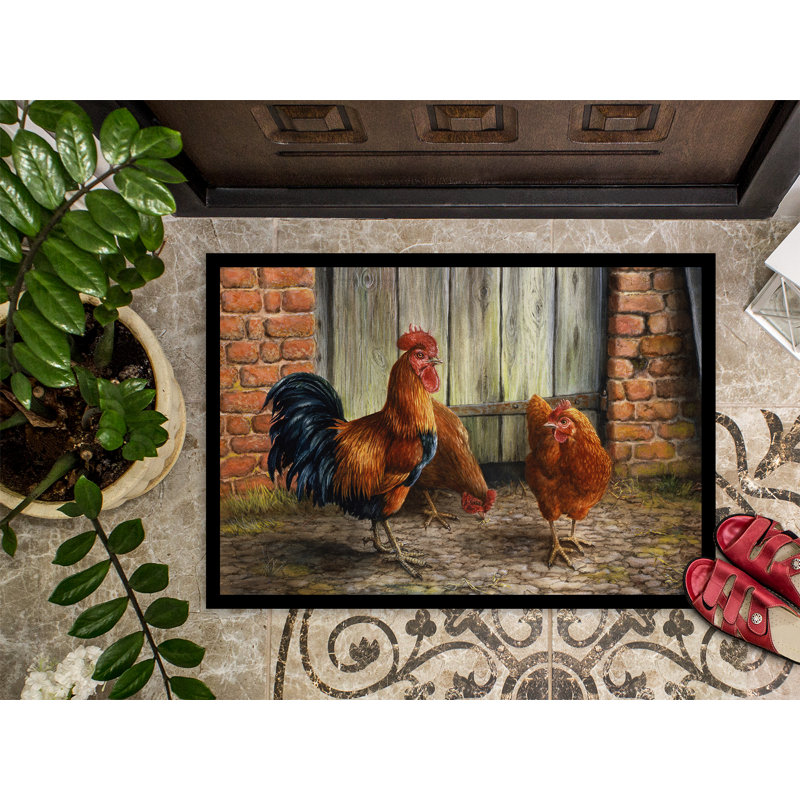 Tapis d'extérieur antidérapant Wanamie Rooster and Chickens, Rectangle 2 pi x 3 pi