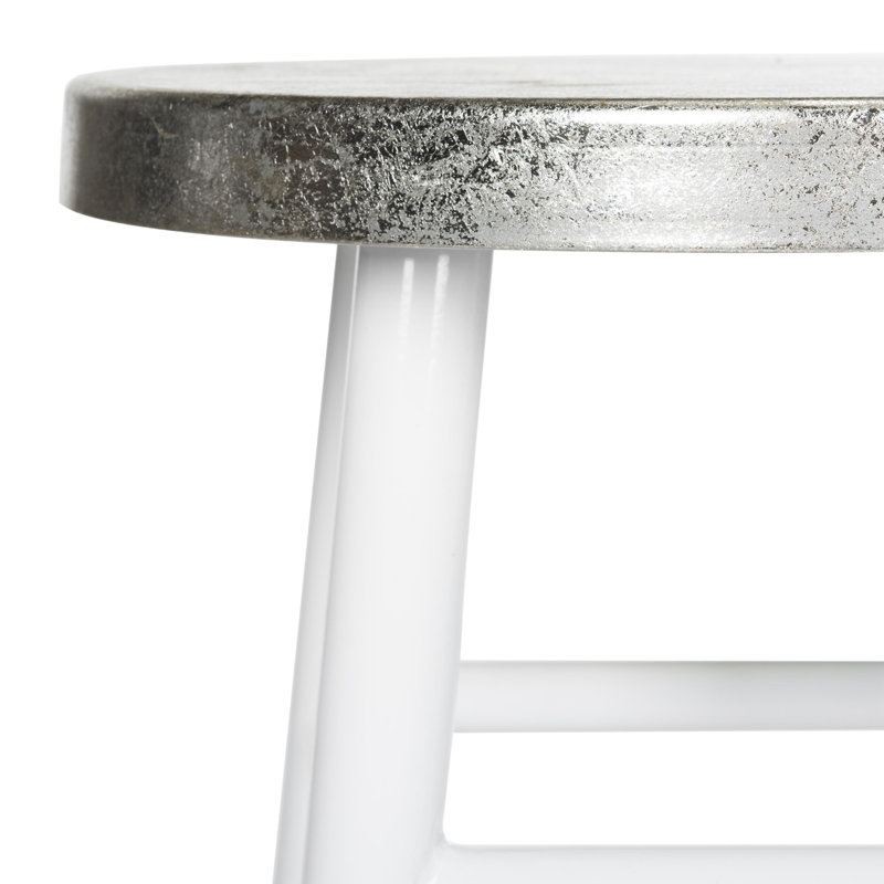 Amiaha Counter Stool with Metal Frame, White, Silver, Counter Stool (24" Seat Height)