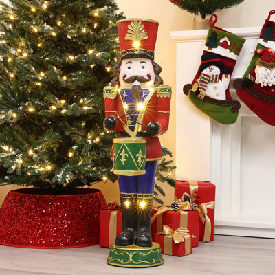 Traditional Nutcracker Drummer Soldier Holiday Decoration with Lights