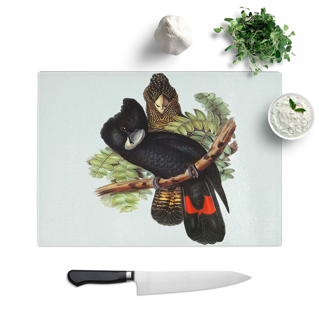 Glass Great-Billed Black Cockatoos by Elizabeth Gould Chopping Board