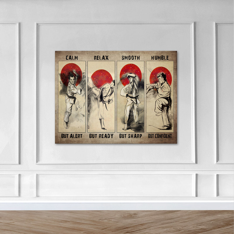 Karate Stances - Calm But Alert Relax But Ready Smooth But Sharp - 1 Piece Rectangle Graphic Art Print On Wrapped Canvas