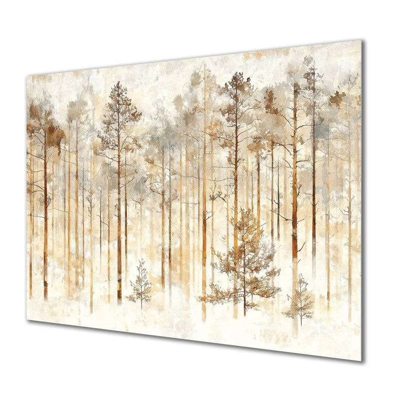 «Minimalist Winter Forest Landscape II - Landscape», reproduction d'art en métal, H 16 po x l 32 po