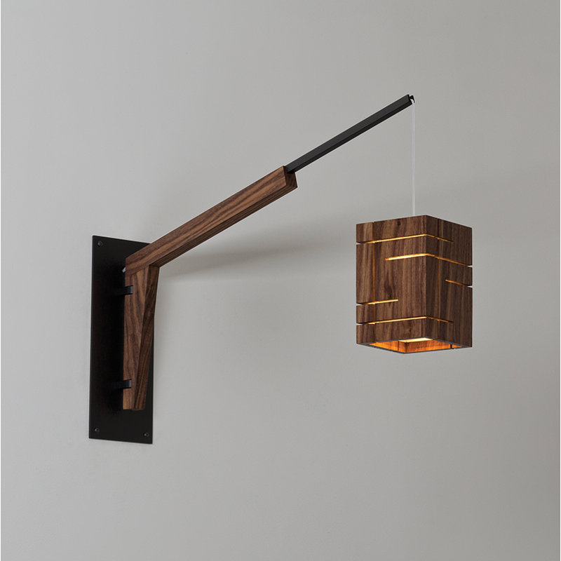 Motus Lamp Base or Clamp, Textured Black Powder Coat/Walnut