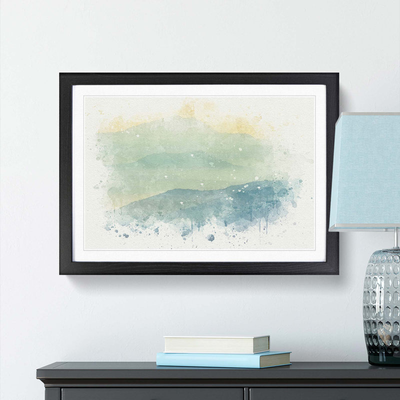 Mountain Fog in Crete Greece in Abstract - Framed Print, 62cm H x 87cm W x 2cm D, Black Framed