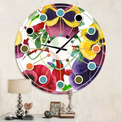 Horloge murale florale botanique rétro