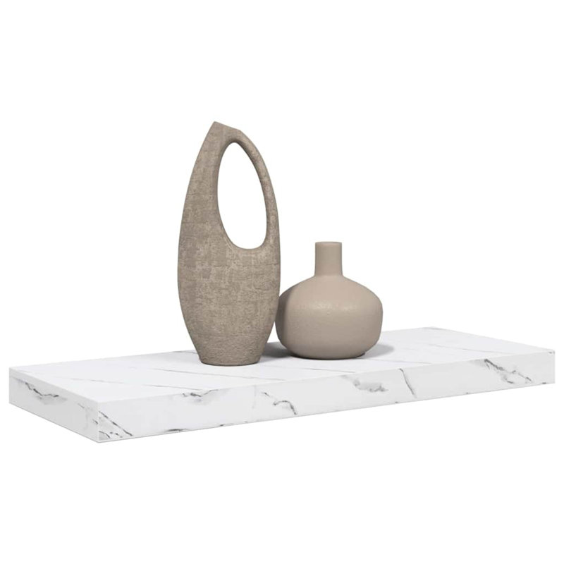 Floating Shelf, White Marble, 4cm H x 60cm W x 23cm D