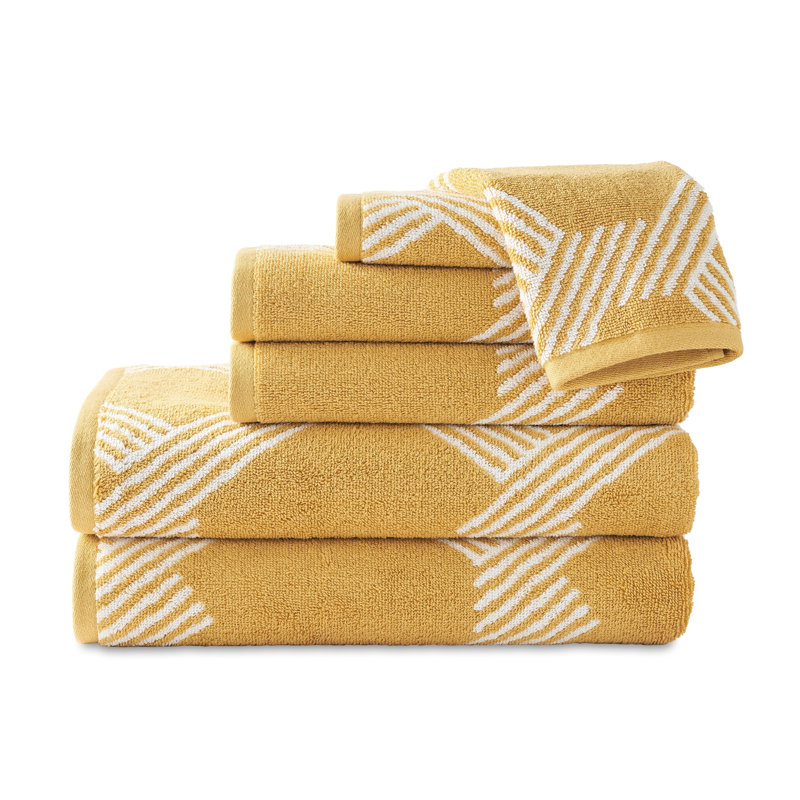 Ensemble de 6 serviettes en mélange de coton, Ocre