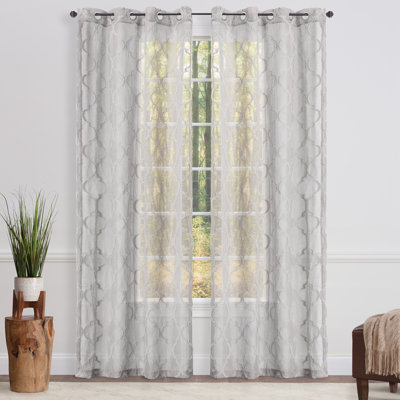 Ashat Solid Sheer Grommet Curtain Panels