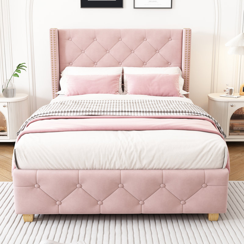 Upholstered Storage Bed, Pink
