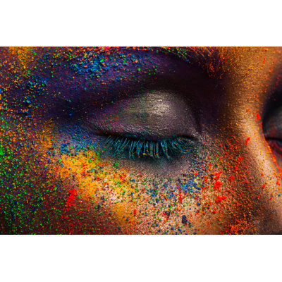 Eye Of Model With Colourful Make-up by Prostock-Studio - Wrapped Canvas Print