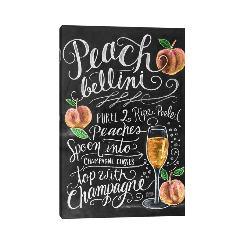 Peach Bellini Recipe - Print on Canvas, Wrapped Canvas, 66.04cm H x 45.72cm W x 1.91cm D
