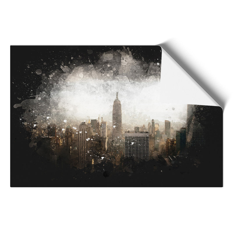 New York Skyline Paint Splash - Frameless Print, 59cm H x 84cm W x 0.1cm D