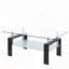 Table basse en verre trempé transparent avec rangement à 2 couches - Design moderne