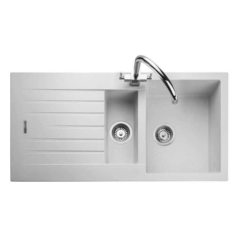 Andesite 100cm x 50cm 1.5 Inset Bowl Kitchen Sink, Crystal White