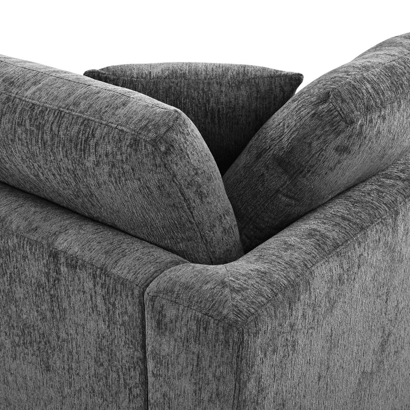 Canapé moderne en chenille avec assise profonde et structure en bois massif, Gris chenille