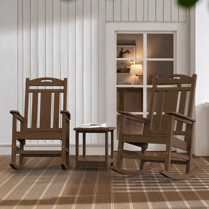 Chaise Adirondack berçante en PEHD pour l'extérieur, Brun