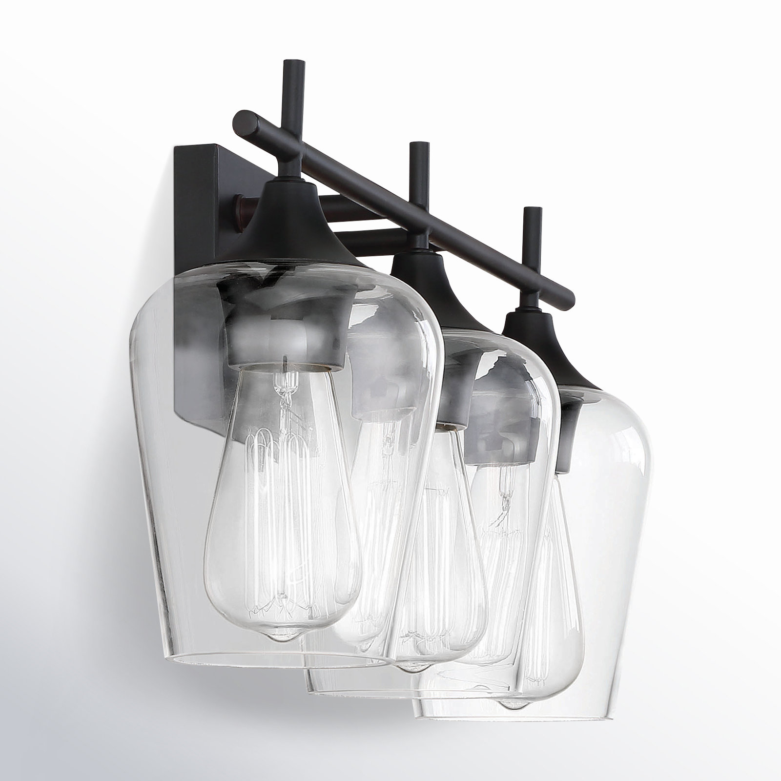 Breena 3-Light Dimmable Vanity Light, English Bronze, Clear
