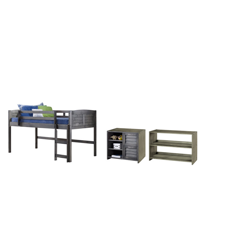 Karson Twin Solid Wood Platform Loft Bed with Bookcase by Harriet Bee