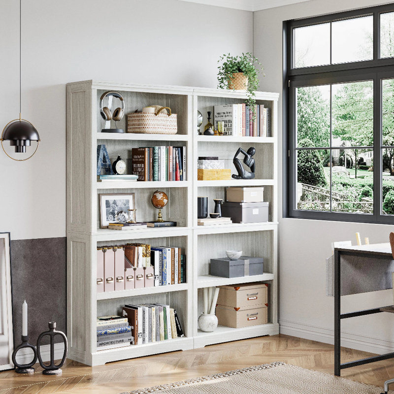 Ensemble de 2 grandes bibliothèques 31 po Patrick, Blanc, (5 tablettes) l 31,2 po 