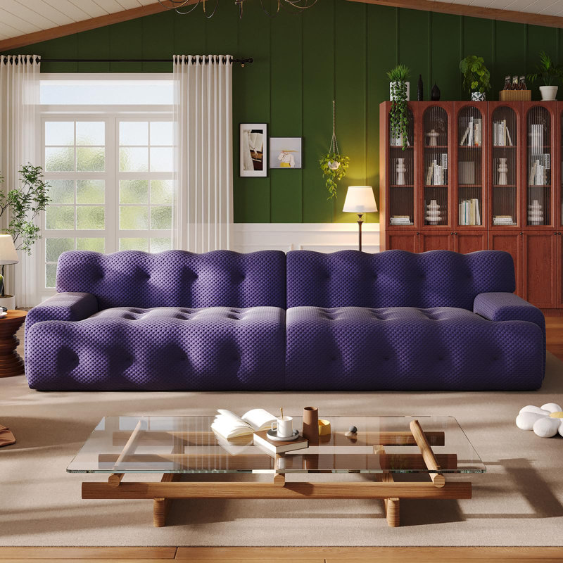 118" W 2-Pieces Modular Sectional Sofa Upholstered Sofa For Living Room, Purple