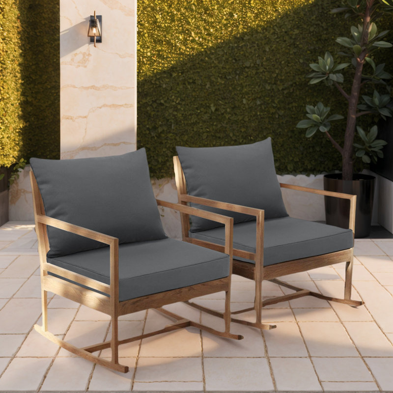 2 Set Of Outdoor Seat And Back Cushion ，Patio Furniture Cushions With Removable Cover, Charcoal Gray, 22" W x 22" D