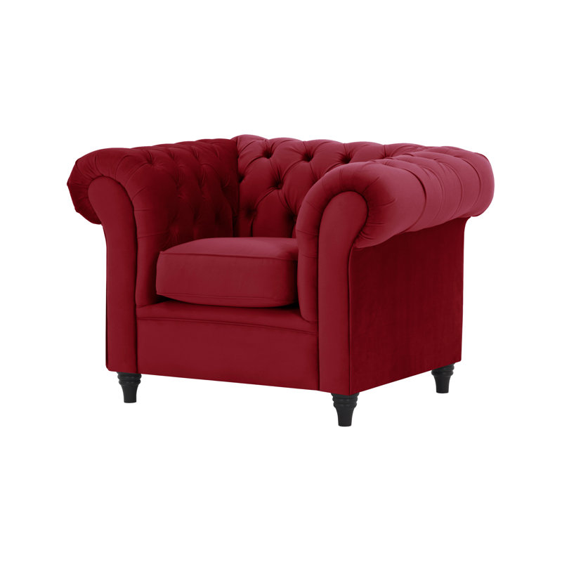 Upholstered Chesterfield Chair, Red