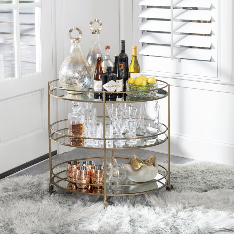 30" Oval 2-Shelf Bar Cart