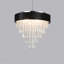 Lustre - design moderne en cristal de 18 pouces, finition noire, abat-jour en velours imitation antireflet, hauteur réglable, base G9 à 8 lumières