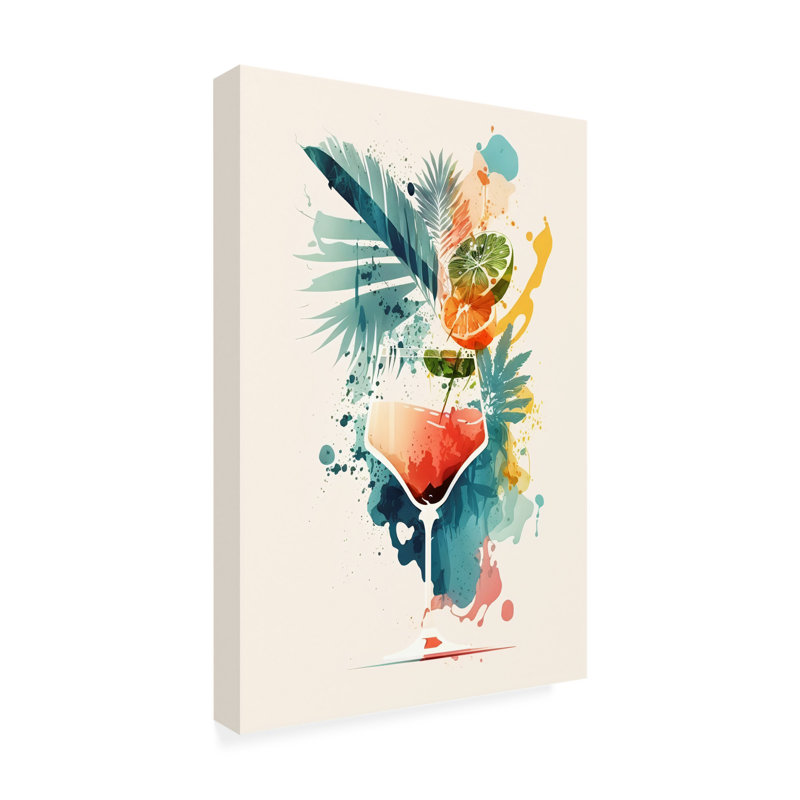 «Mid Century Cocktail And Drinks 23 on Canvas» par Ray Heere, reproduction, H 47 po x l 30 po x P 2 po