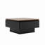 Table basse à plateau relevable de 31 pouces pour le salon, table basse moderne avec rangement caché, table centrale carrée, plateau noir et brun