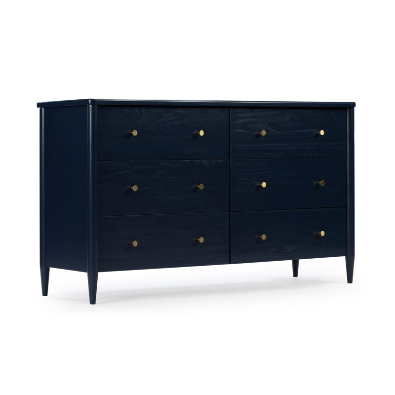 Harbor 6-Drawer Solid Wood Dresser, Blue