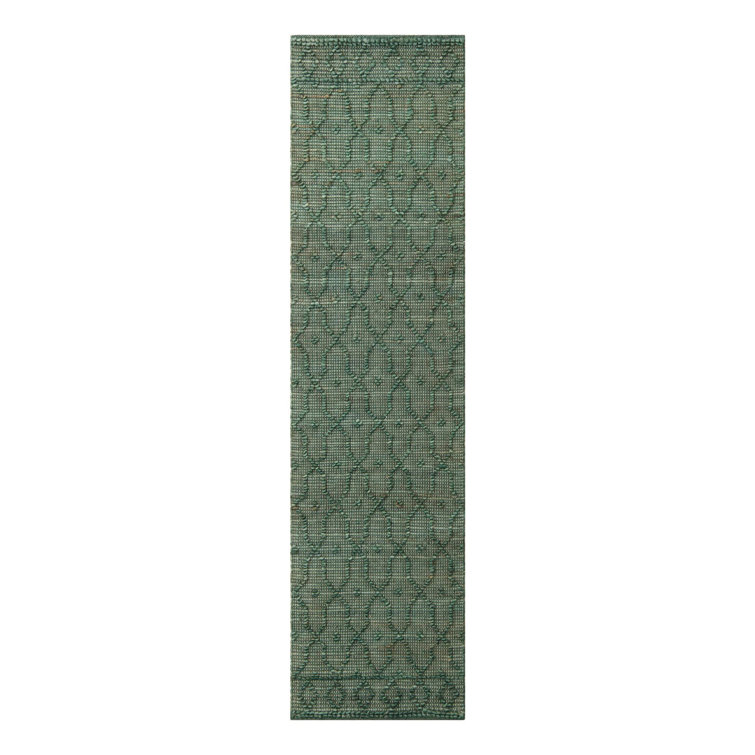 Jerah Geometric Hand Loomed Jute/Sisal Area Rug in Hunter Green